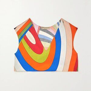 Emilio Pucci Printed Cotton-Jersey Crop Top Iride Print